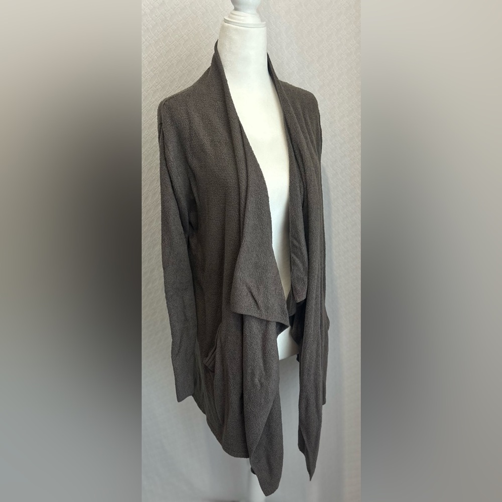 Barefoot Dreams Cardigan Taupe Gray Cozy Chic Lite Material Loungewear Sz L/XL